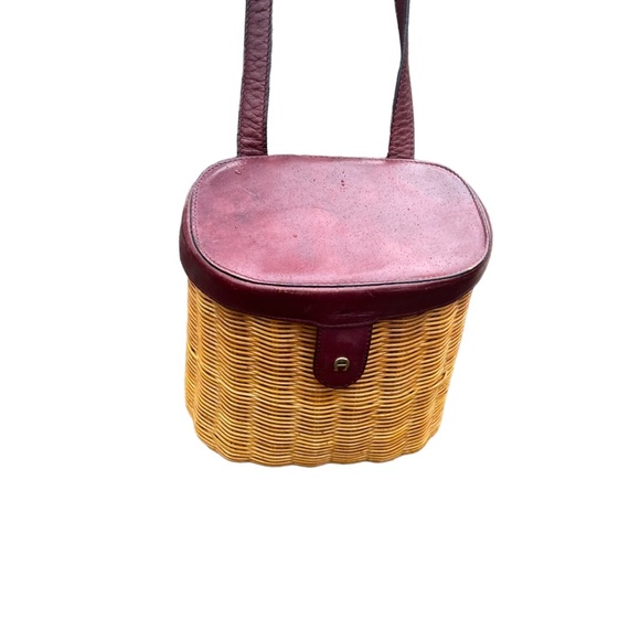 Vintage Etienne Aigner Wicker and Leather Crossbody Handbag - Picture 2 of 14